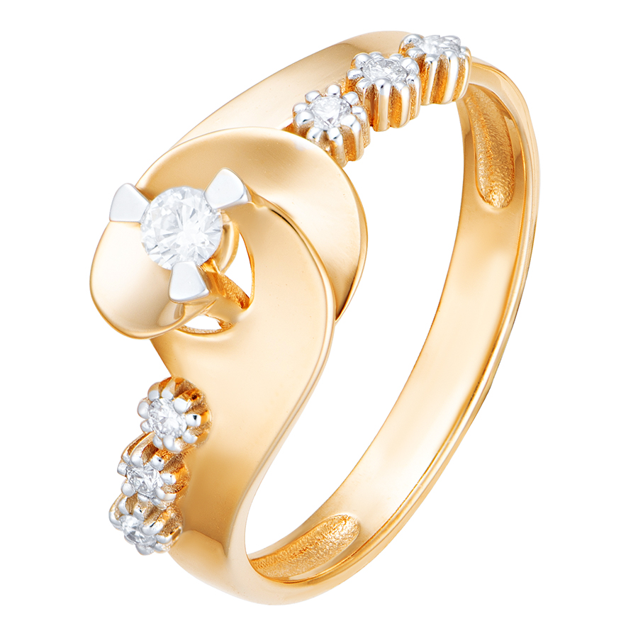 Кольцо, золото, бриллиант, 1012289